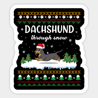 Dachshund Through Snow Funny Christmas Costume Sticker